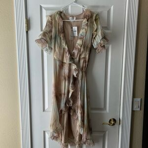 Ruffled Tie-Dye Wrap Dress